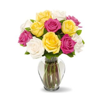 send mixed roses in vase to japan