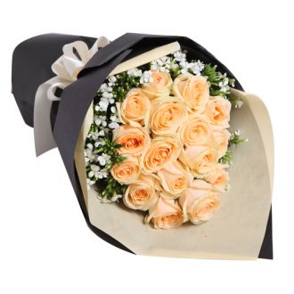 send 12 peach rose bouquet to japan