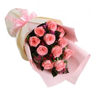 send 12 pink roses bouquet to japan
