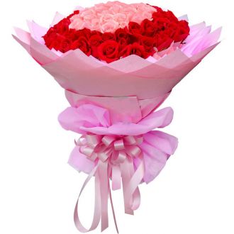 100 pink and red roses bouquet to japan
