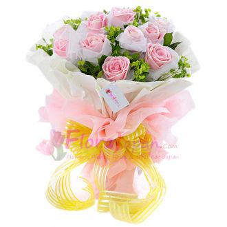 send 18 pink long steam roses to japan