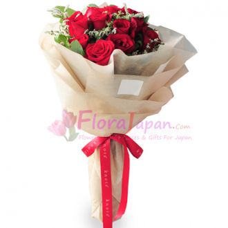 send one dozen red roses in bouquet to japan