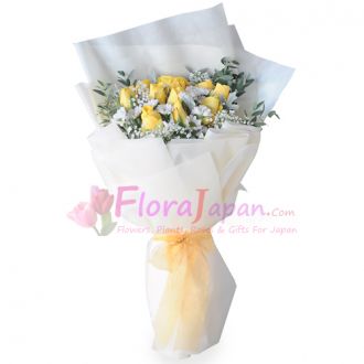 send one dozen yellow roses in bouquet to japan