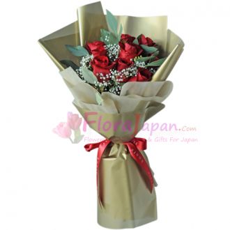 send one dozen red roses bouquet to japan