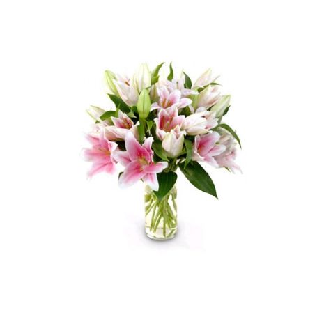 send pink lilies in vase to japan