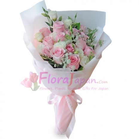 send 24 stalks roses bouquet to japan