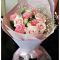 send pink roses with carnations in a bouquet. to japan