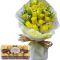 one dozen yellow rose bouquet with ferrero rocher to japan